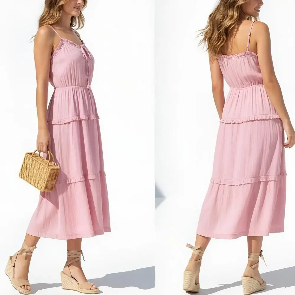 NWT Lovers + Friends Rosalie Midi Dress Coral Size M Sold Out - Picture 12 of 12